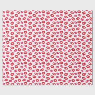 Küsse Lippen Frech Rosa und Rot Geschenkpapier
