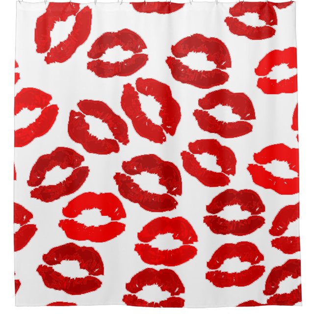 Küsse Lippen Lippenstift Druck Valentinstag Muster Duschvorhang (Vorderseite)