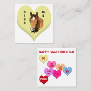 KÜSSE MICH Horse Conversation Hearts Valentinstag Mitteilungskarte