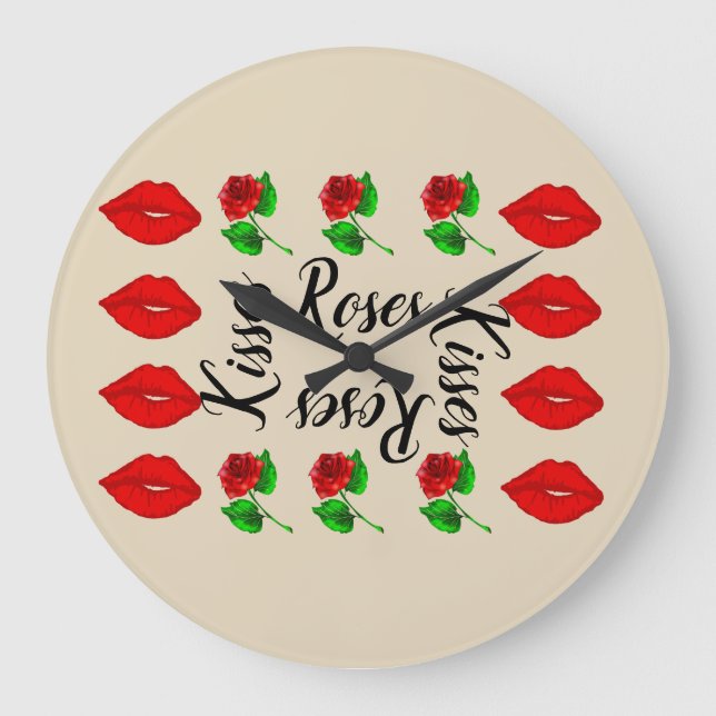 Küsse und Rose Wanduhr (Vorderseite)