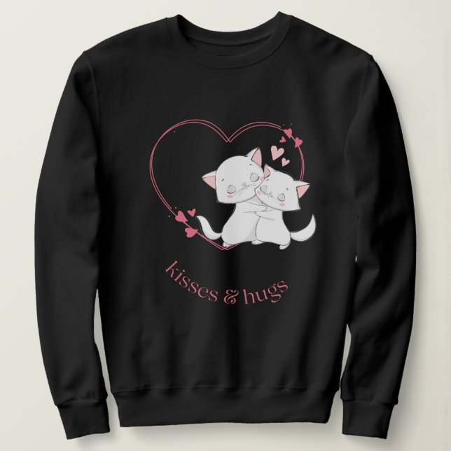 Küsse und Umarmungen, Katzen umarmen einander Sweatshirt (Design vorne)