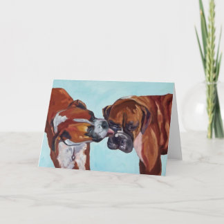 Küssen Boxer Dogs Fine Art Grußkarte Karte