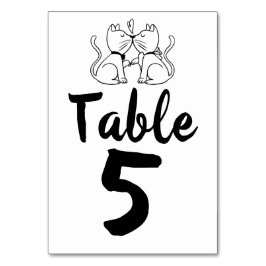 Küssen Cats Kitty Moderne Schwarz-weiße Hochzeit Tischnummer