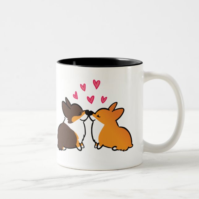Küssen Corgis-Tasse| des Corgi-Küssens Zweifarbige Tasse (Rechts)