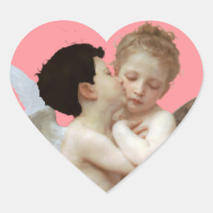 Küssen Cupids Schwarzes Haar Blonde Haar Herz-Aufkleber