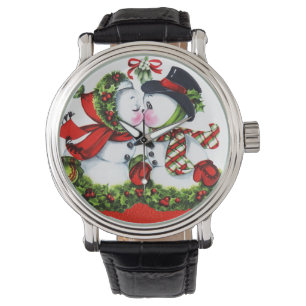 Küssen der Schneemann-Paare Armbanduhr