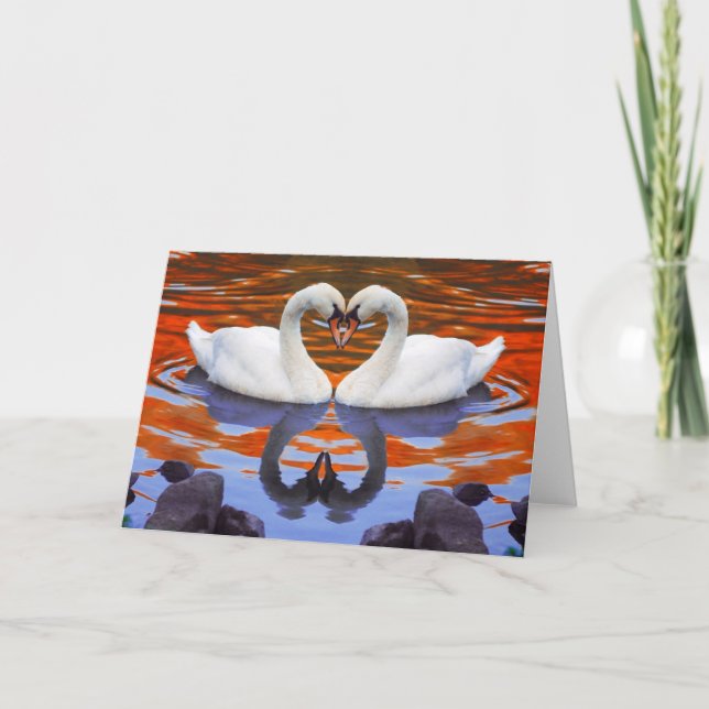 Küssen der Schwäne in der Liebe, Herz-Form-Hälse Karte (Vorderseite)