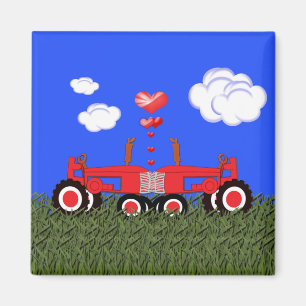 Küssen der Traktoren unter Herzen Magnet