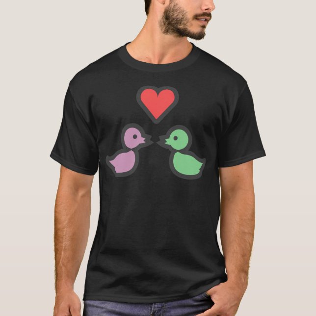 Küssen Enten Niedliche Valentinstag Liebe Geschenk T-Shirt (Vorderseite)