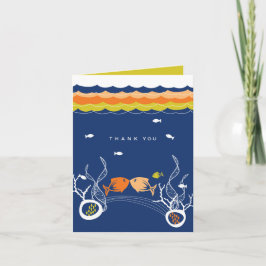 Küssen fängt Korallen an und Hochzeiten in blauen Dankeskarte