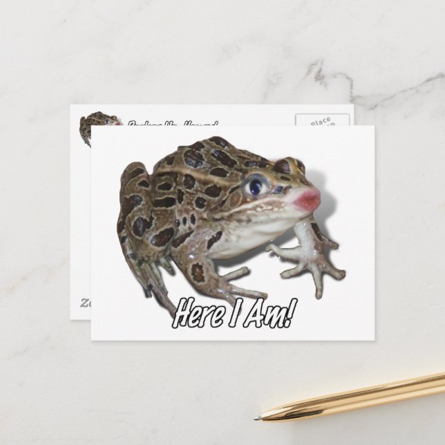 Küssen Frosch - Pucker Up, Schatz! Postkarte (Vorderseite/Rückseite Beispiel)