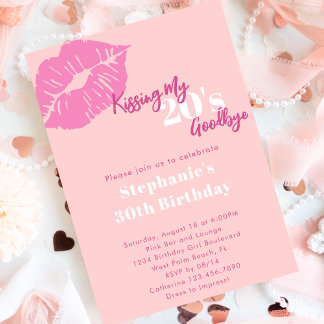 Küssen meiner 20er Goodbye Blush Pink 30. Geburtst Einladung