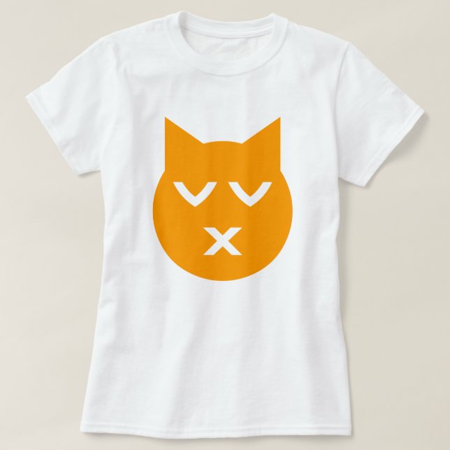 Küssen mit geschlossenen Augen Emoji Katze T-Shirt (Design vorne)