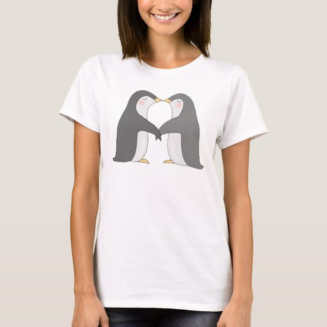 Küssen Penguinsdes niedlichen Penguin-Grafik-T - T-Shirt (Vorderseite)