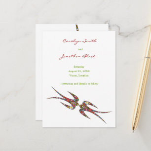 Küssen Schwalbenblumen Save the Date Chic Ankündigungspostkarte