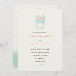 Küssen Seepferde Liebe Hearts Beach Summer Wedding Einladung