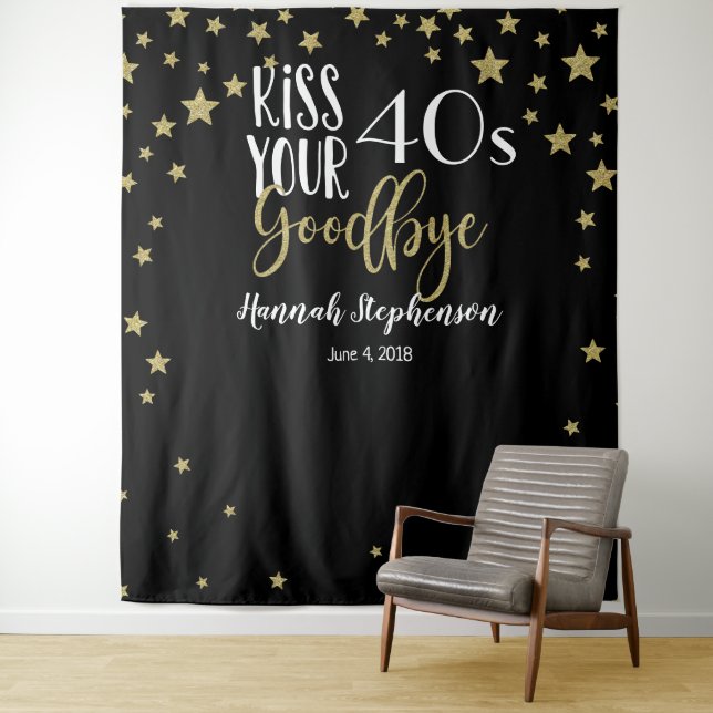 Küssen Sie Ihr 40's Gobye Foto Prop Virtual Party Wandteppich (Beispiel)