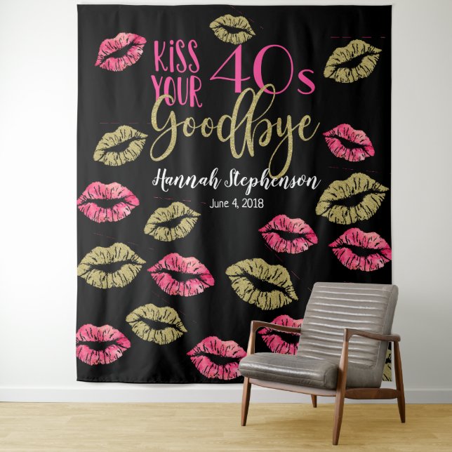 Küssen Sie Ihr 40's Gobye Foto Prop Virtual Party Wandteppich (Beispiel)