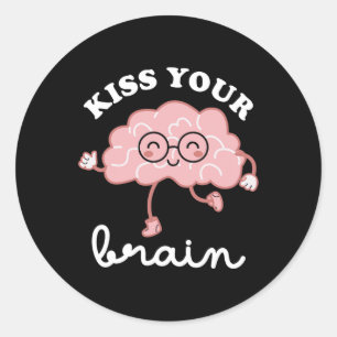 Küssen Sie Ihre Brain Valentines Funny Test Day Te Runder Aufkleber