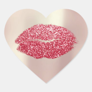 Küssen Sie LippenGlitzer-Make-up16. Rosen-Rot-Her Herz-Aufkleber