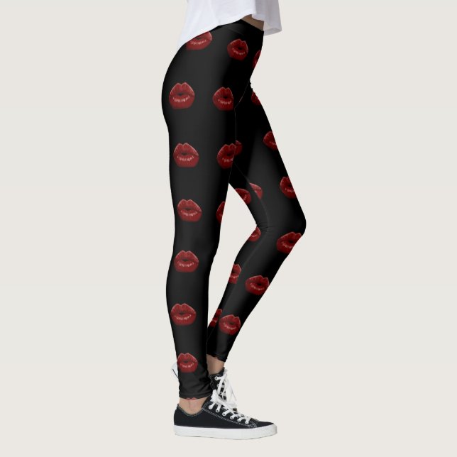 Küssen Sie meine Pants Rote Lippen Schwarze Leggin Leggings (Rechts)