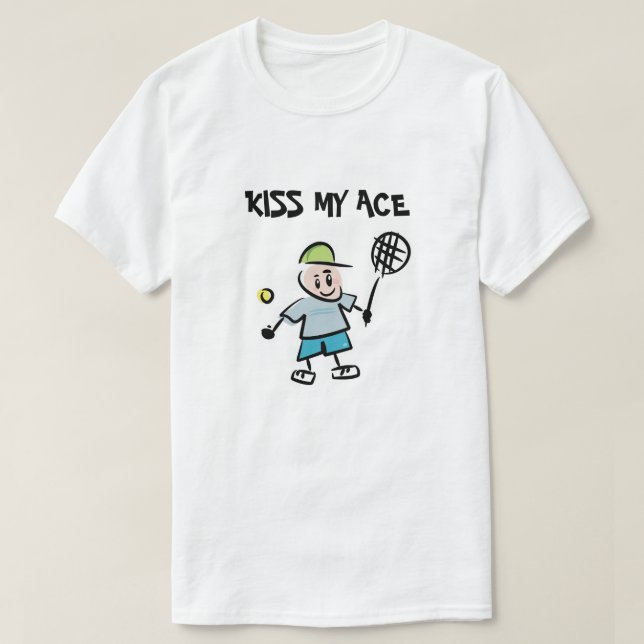 Küssen Sie meinen Ass-lustigen Tennis-Cartoon zum  T-Shirt (Design vorne)