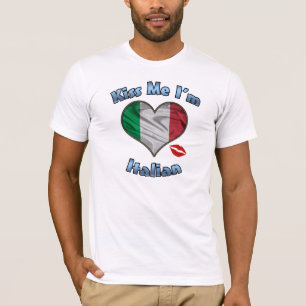 Küssen Sie mich, den ich italienischer Flaggen-T  T-Shirt