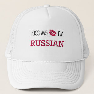 Küssen Sie mich, den ich RUSSISCH bin Truckerkappe