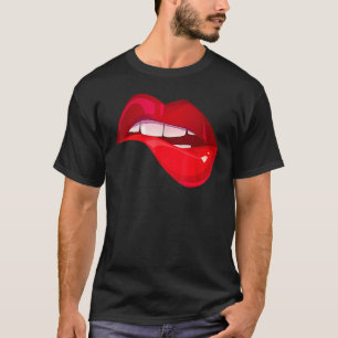Küssen Sie sich und bilden Sie Coolen Red Lip Bite T-Shirt