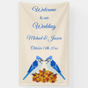 Küssen von blauen Jay Hochzeit im Herbst nach Maß Banner