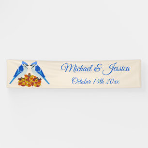 Küssen von blauen Jay Hochzeit im Herbst nach Maß Banner