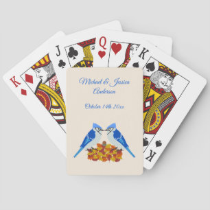 Küssen von blauen Jay Hochzeit im Herbst nach Maß Spielkarten