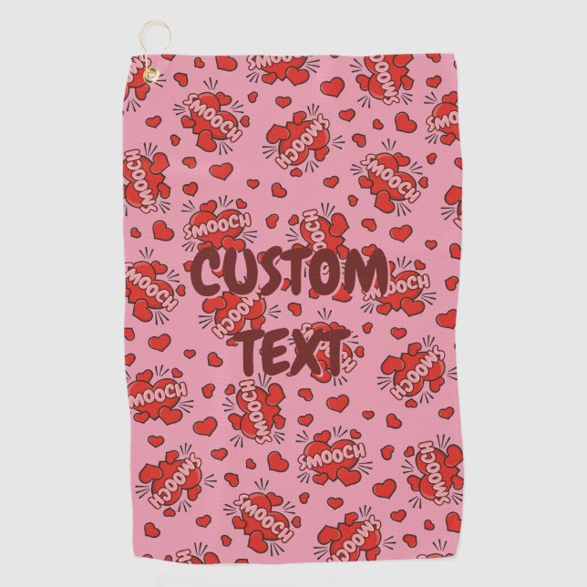 Küssen von Comic Sound Effect Pattern Golfhandtuch (Vorderseite)