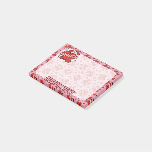 Küssen von Comic Sound Effect Pattern Post-it Klebezettel (angewinkelt)