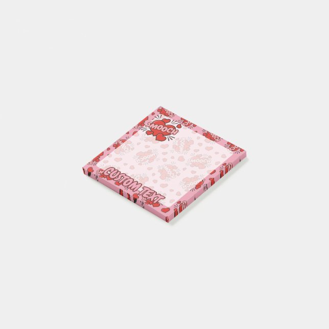 Küssen von Comic Sound Effect Pattern Post-it Klebezettel (angewinkelt)