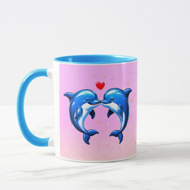 Küssen von Delphinen Liebe Tasse (Links)
