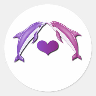 Küssen von Delphinen Runder Aufkleber