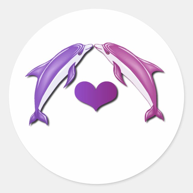 Küssen von Delphinen Runder Aufkleber (Vorderseite)