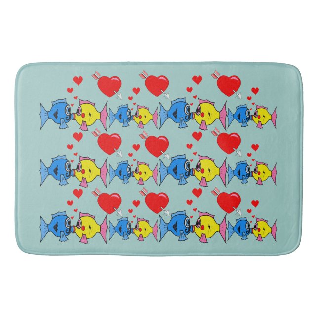 Küssen von Fisch in Liebe Bath Mat Badematte (Vorderseite)