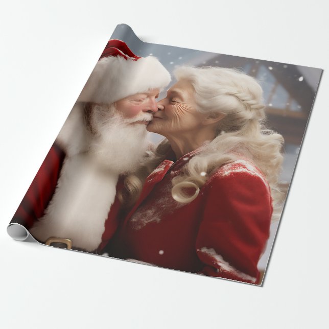 Küssen von Herrn und Frau Santa Claus Geschenkpapier (Ungerollt)