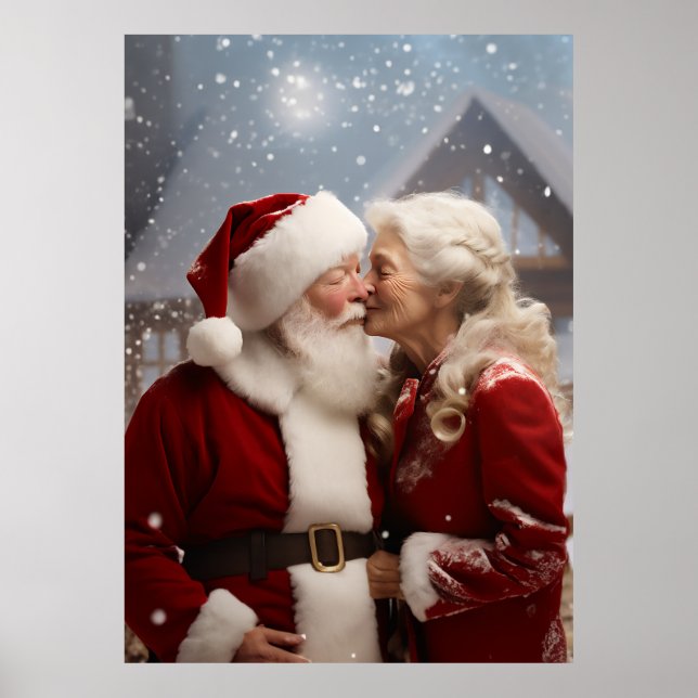 Küssen von Herrn und Frau Santa Claus Poster (Vorne)