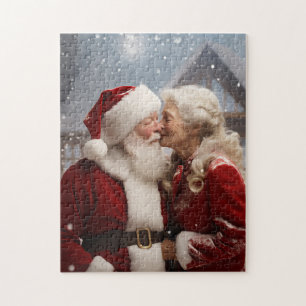 Küssen von Herrn und Frau Santa Claus Puzzle