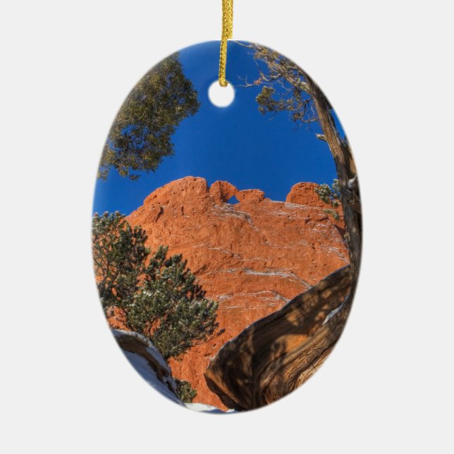 Küssen von Kameln Gerahmt von Bäume 01 Keramik Ornament (Vorne)