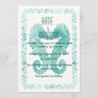 Küssen von Seepferden Hochzeit Einladung in Türkis