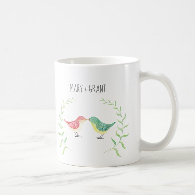 Küssen von Vögeln Niedlichen Wald Love Birds indiv Kaffeetasse (Rechts)