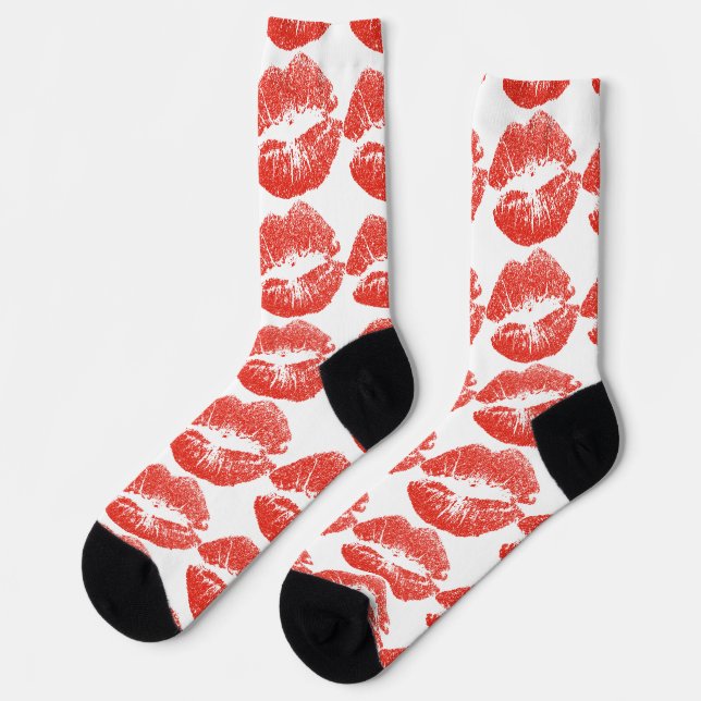 Küssende rote Lippen Thunder_Cove Socken (Linkes Detail)