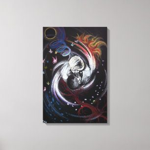 Küßendes Paar Yin Yang Liebe Surreal Zeichnung Kun Leinwanddruck