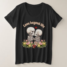 Küssendes Skelett-Paar mit Floral Gothic