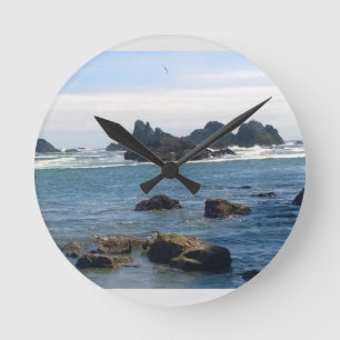 Küste am Siegel Rock OR Runde Wanduhr