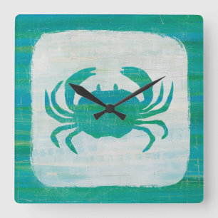 Küste   Aqua Crab Quadratische Wanduhr